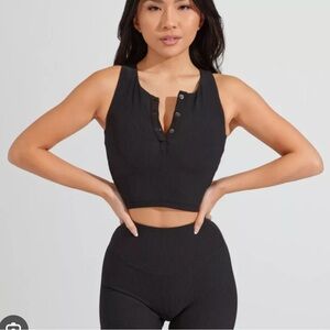 BuffBunny Henley Ribbed Crop Top
